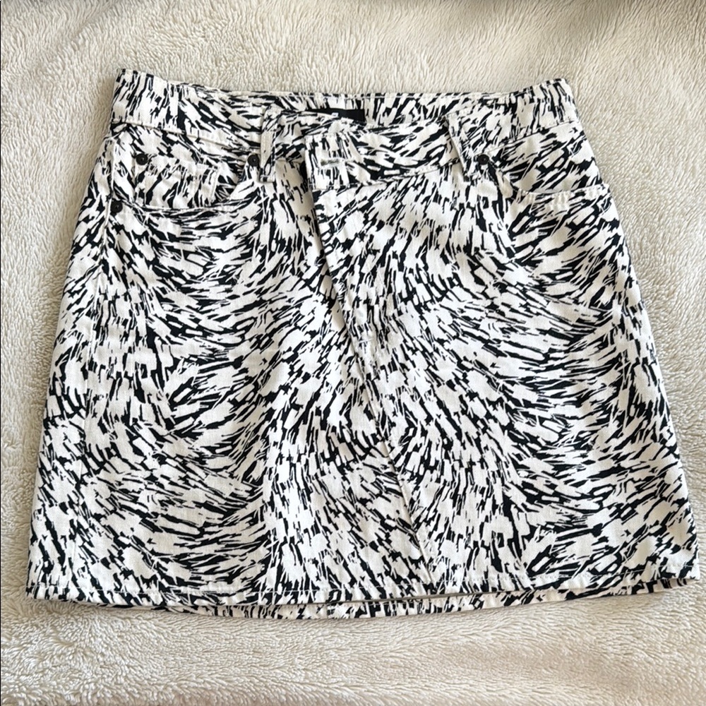 7 For All Mankind | Size 27 | Womens Denim Black and White A-Line Mini Skirt